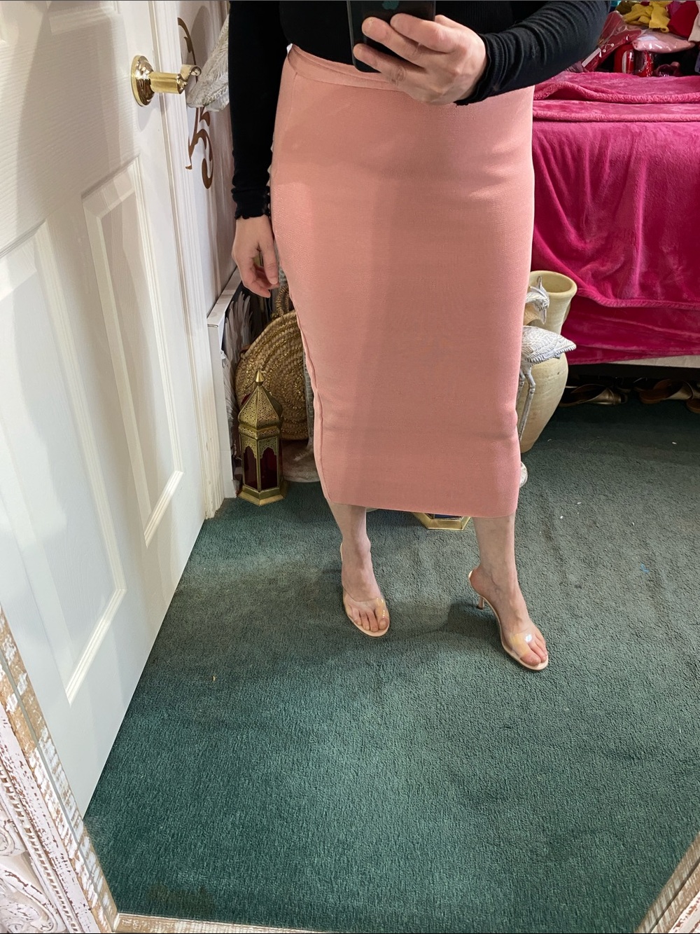 Hot Miami Styles Pink Midi Pencil Skirt Size S NWT